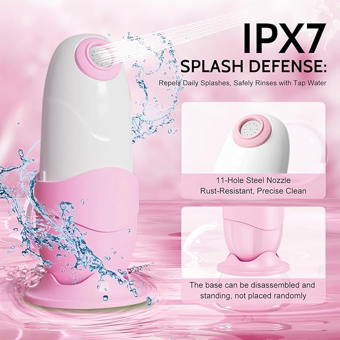 Portable Bidet for Travel Mini Handheld Bottle-Ready Jet Sprayer, Type-C Rechargeable with Gentle & High-Pressure Modes, On-The-Go Camping Toilet Hygiene for Women, Men & Babies（Pink）