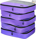 5pc Purple Large Packing Cubes for Suitcases - Travel Packing Organizers for Carry on Luggage Cubes set of 5