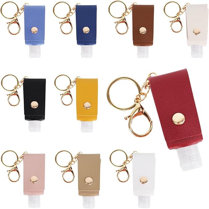 8 PCS Hand Sanitizer Holder,Leather Empty Travel Size Bottle, Mini Hand Sanitizer Keychain Travel Size