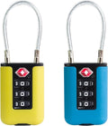 TSA Approved Luggage Locks, 3-Digit Waterproof Padlock, Combination Travel Cable Lock, Lockers, Suitcases, Toolboxes (Yellow+Blue)