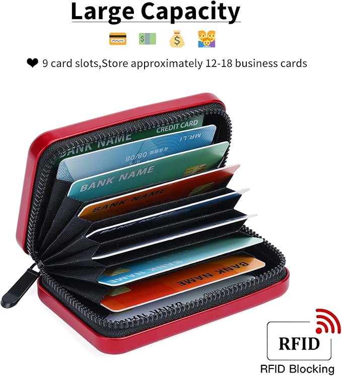 Credit Cards Holder for Women RFID Blocking Aluminum Zipper Wallet Business Card Case Metal ID Case for Men