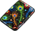 ELFISH Mini RFID Aluminum Wallet Credit Cards Holder Business Card Case Metal ID Case for Men Women (Feather)