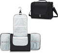 Buruis Extra Large Toiletry Bag for Women and Men, Hanging Travel Bag with Detachable Shoulder Strap for Full-Sized Toiletries, Water-Resistant Dopp Kit for Family Use and Long Trips, Black