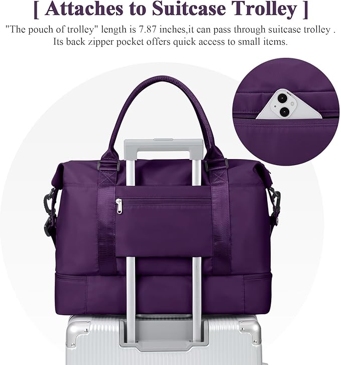 Travel Duffel Bag with Shoes Compartment, Carry on Overnight Weekender Bags for Women, For Spirit Airlines 18x14x8 Personal Item Bag