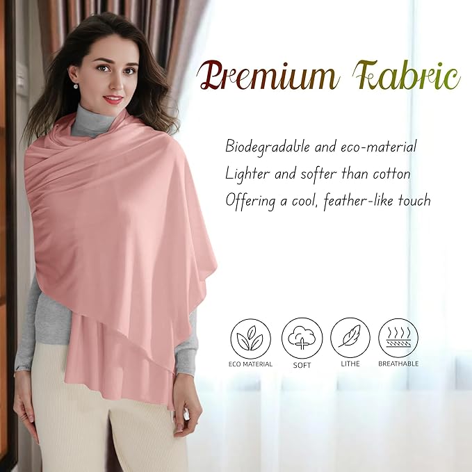 VENVSBEE Shawl Wraps for Women - Soft Silky Lightweight Travel Scarf and Airplane Essentials Accessory