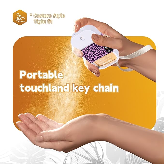 Likesing Hand Sanitizer Spray Sleeve Compatible with T0uch-land, 3 Elastic Handsanitizer Travel Size Holder with Keychain and Wrist Strap for t0uch'land Case for Glow Mist and Power Mist(Leopard)