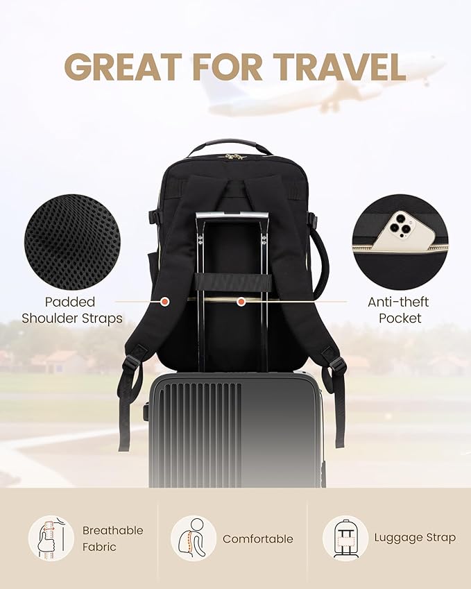 LOVEVOOK 40L Travel Backpack for Women Men,Waterproof Airline Approved Carry On Luggage Travel Essentials,TSA Carry On Backpack Personal Item Travel Bag Suitcase Weekender Traveling with Packing Cubes