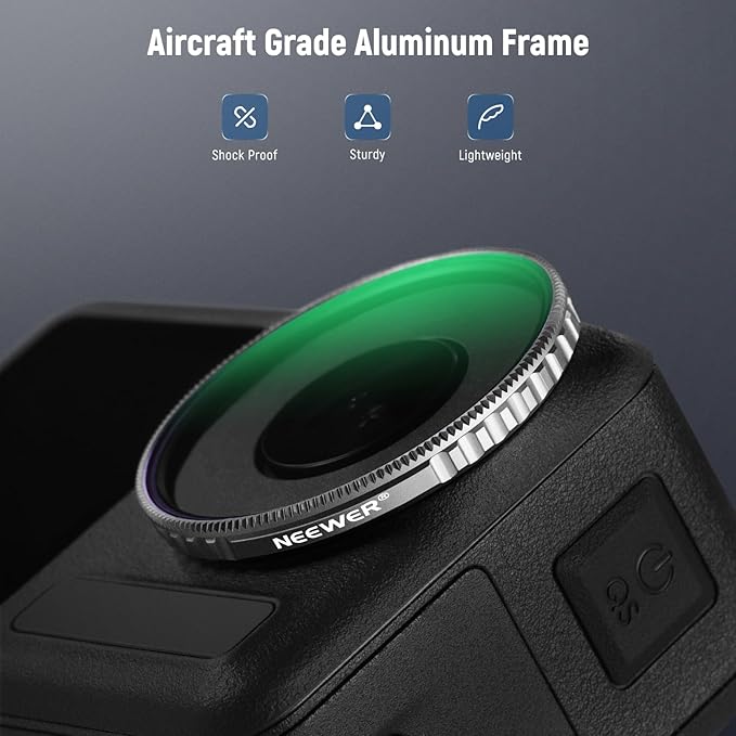 NEEWER 6 Pack ND Filter Set Compatible with DJI Osmo Action 5 Pro/Action 4, Multicoated HD Optical Glass CPL + ND8 + ND16 + ND32 + ND64 + ND256 Action Camera Lens Neutral Density Accessories, FL-N70