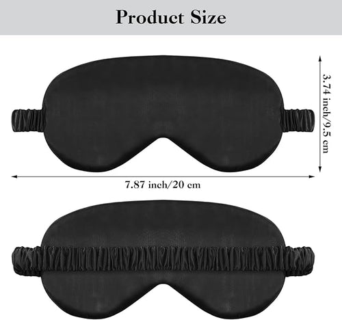 2 Pack Sleep Mask Silk Eye Mask Cover for Sleeping, Soft Satin Blindfold with Elastic Strap, Comfortable Night Sleeping Masks for Women Men(Black&Silver)