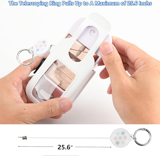Beautyflier PU Holder Sleeve for Touchland Power Mist and Glow Mist 1FL OZ Hand Sanitizer Spray, Protective Case with Keychain and Telescoping Ring, Perfectly for Travel, Sleeve Only