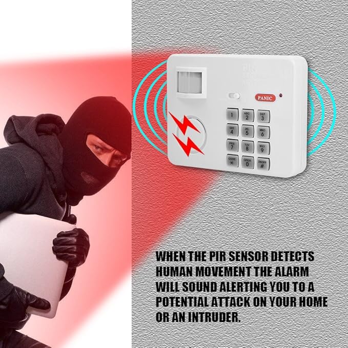 105DB Password Wireless Home Security Emergency Keypad Alarm Siren, 105° Alarm PIR Motion Sensor Detectors Door Window Home Security System