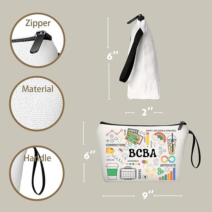 Bcba Rbt Graduation Gifts Behavior Analyst Therapist Special Education Teacher Appreciation Thank You Small Makeup Cosmetic Bag for Women Female Coworker Friend
