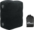 Inflatable Travel Foot Rest Pillow - Adjustable Leg Rest for Airplane, Car, Train, Home & Office, Comfortable Seat Extender for Kids - Black