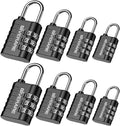 GIVERARE 8 Pack Combination Lock, 3-Digit Padlock Keyless, Resettable Luggage Locks for Backpack, Gym & School & Employee Locker, Weatherproof Travel Lock for Fence, Backyard Gate, Hasp, Case-Black