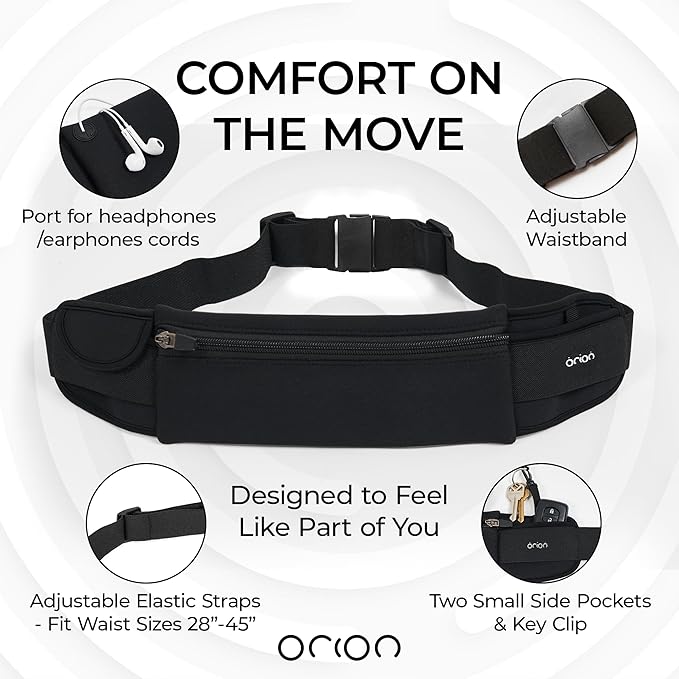 The Belt of Orion Slim Travel Money Belt for Men & Women – Anti-Theft Passport Holder Waist Pack, Low-Profile Fanny Pack for Phone, Cash & Cards (9” × 4”)