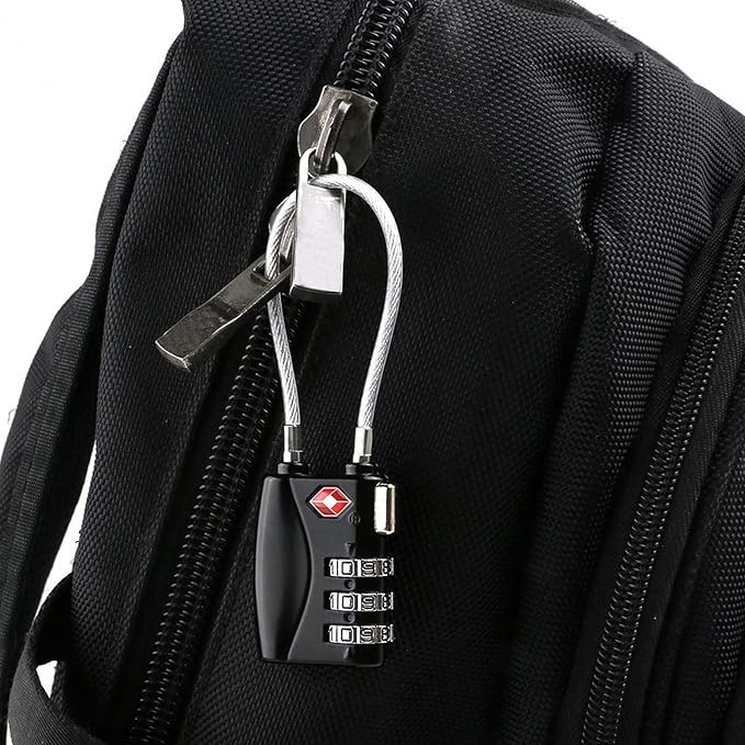 AOUTACC 2 Pack TSA Luggage Lock and 2 Pack Aluminium Metal Luggage Tags, Mini Combination Password and Suitcase Card Holder Bag Tag Name Address ID Bag Label with Key Ring