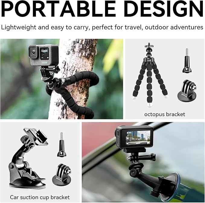 50 in 1 Action Camera Accessory Kit Compatible with Gopro Hero 12 11 10 9, DJI OSMO 4 3 2, Insta360 X3 X2 GO 3, SJCAM, DBPOWER, Campark, Sony Sports DV