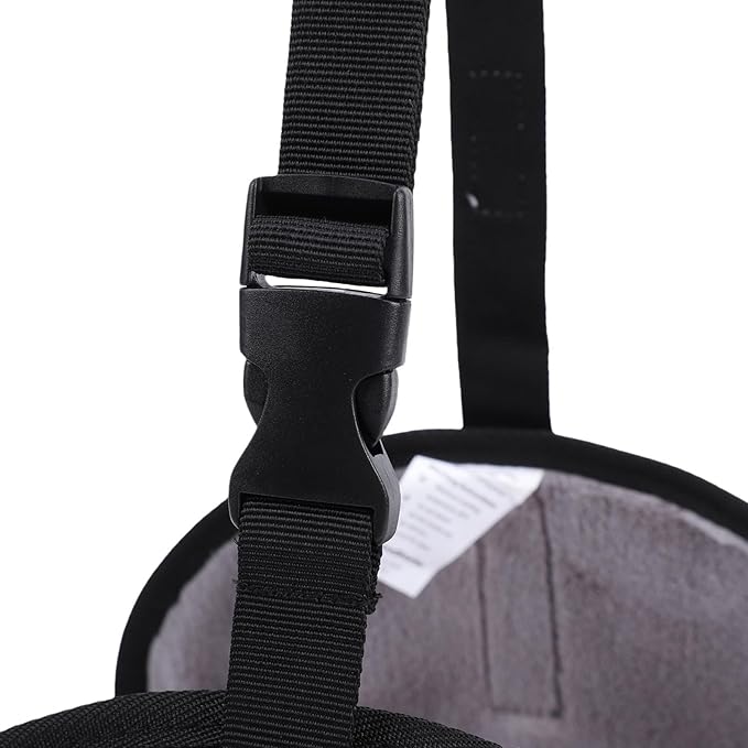 SUNGOOYUE Airplane Foot Hammock, Portable Nylon Adjustable Strap Foot Rest for Travel or Desk Work, Soft Fabric with Reinforced Base to Prevent Slips and Elevate Feet Comfortably (Black)