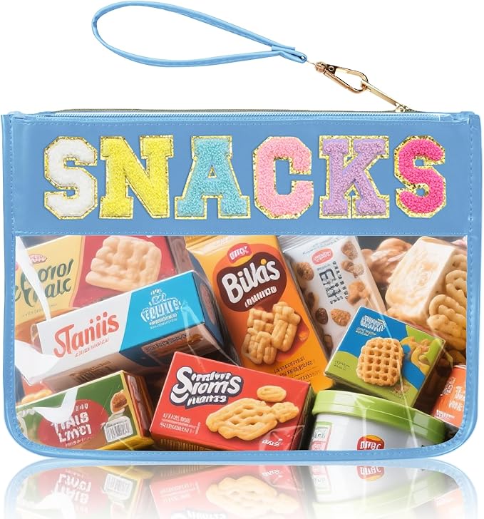 Siwara Snack Bags Clear Pouch Travel Makeup Bag Chenille Letter Bags for Zipper Pouch Clear Cosmetic Bag Clearly Tote Bag Makeup Travel Bags for Women