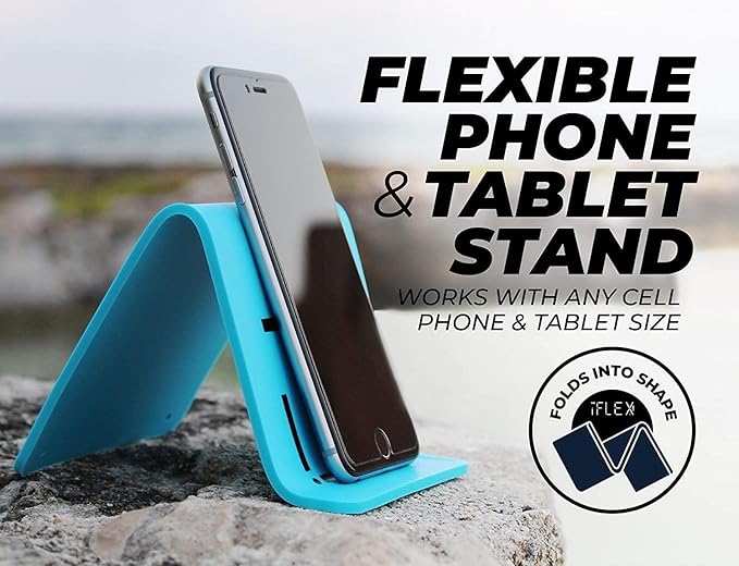 iFLEX Cell Phone Stand and Tablet Stand for Air Travel, Work and Home- Flexible Phone Holder is the Perfect iPhone Stand and Holds Any Mobile Device- Non-Slip Grip, Strong and Durable- Dark Navy Blue