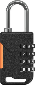 Gym Locker Lock, 4 Digit Combination Lock for Gym Locker, Travel Safe Combo Luggage Padlocks, Combination Padlock for Cabinet, Suitcase, Storage Unit, Toolbox, Outdoor Fence (Black)