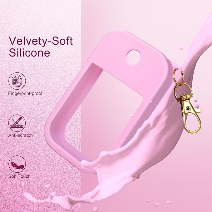 Soft-Touch Silicone Case Compatible with Touchland Hand Sanitizer Spray 1FL OZ/30ML, 2Pcs Portable and Protective Case with Metal Keychain, Easily Coordinate with Bags and Belt