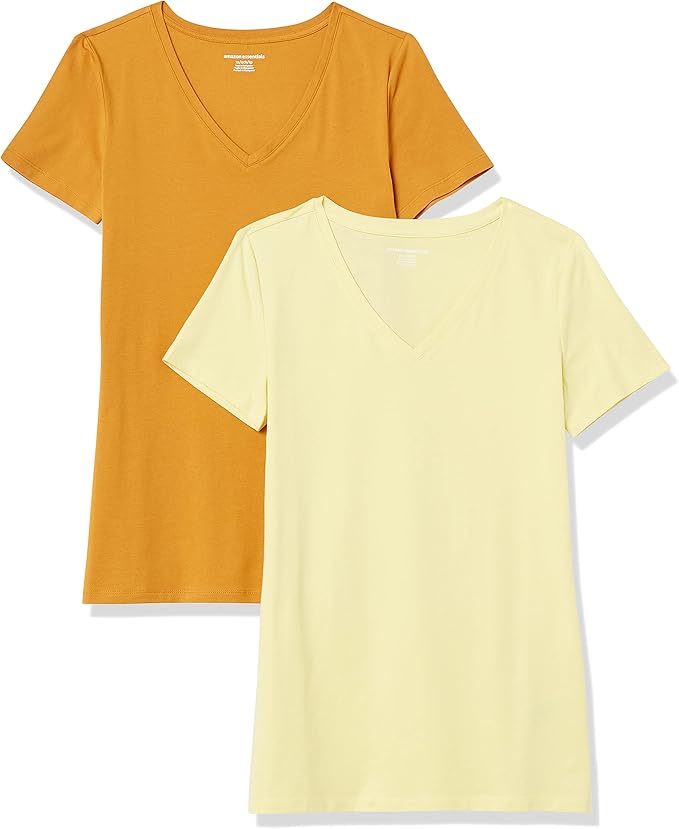 Amazon Essentials Women's Regular-Fit Short-Sleeve T-Shirt (Crewneck and V-Neck Options), Multipacks