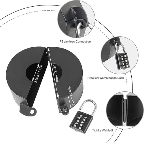 2 Pack Door Knob Lockout Device with Padlock,Temporary Door Handle Lock Cover for Dementia Patients/Child Proof, Outdoor Water Faucet Lock Cover - Black