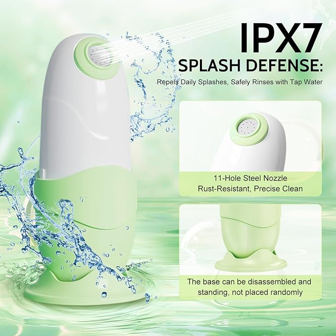 Portable Bidet for Travel Mini Handheld Bottle-Ready Jet Sprayer, Type-C Rechargeable with Gentle & High-Pressure Modes, On-The-Go Camping Toilet Hygiene for Women, Men & Babies（Green）