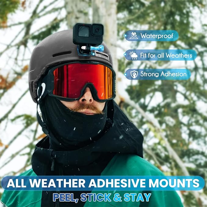 Helmet Mount Adhesive Sticky Pads for GoPro Hero 13 12 11 10 9 8 MAX Go Pro 7 6 5 4 3 2 1 Session Insta 360 DJI Osmo Campark SJCAM AKASO Action Cameras Buckle Mounts Adapter Accessories Mounting Kit