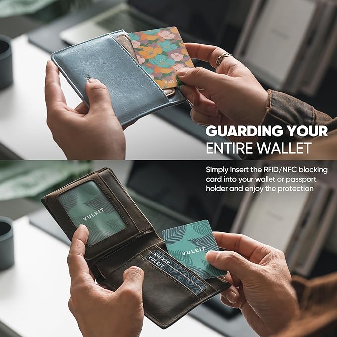 VULKIT RFID Blocking Cards, Slim RFID Card Blocker & NFC Contactless Card Protector for Your Wallet and Passport for Travel, Outdoor (3, combo)
