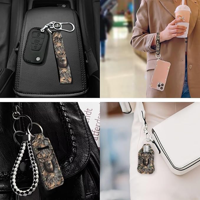 Suobstales 3Pcs Travel Bottles Keychain Holder Set,Travel Bottle Sleeves+Neoprene Chapstick Holders+Lanyard Keychain