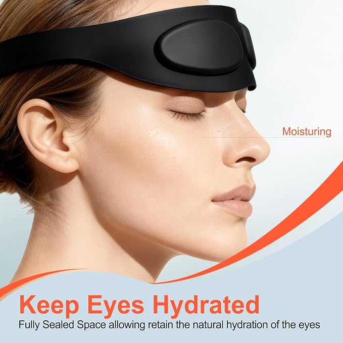 TSYL Travel Sleep Mask: Ultra Lightweight 3D Contoured Sleep Eye Mask Relieves Dry Eyes, Full Silicone, Compression-Proof Total Blackout Eye Cover for Daytime Sleep Side Sleep