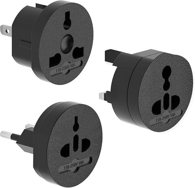 EFISH 3-in-1 Travel Power Converters,International Plug Adapter,Worldwide Universal Power Adapter, All in One Travel Plug Adapter,Perfect for European US, EU, UK, AU 160 Countries,Black