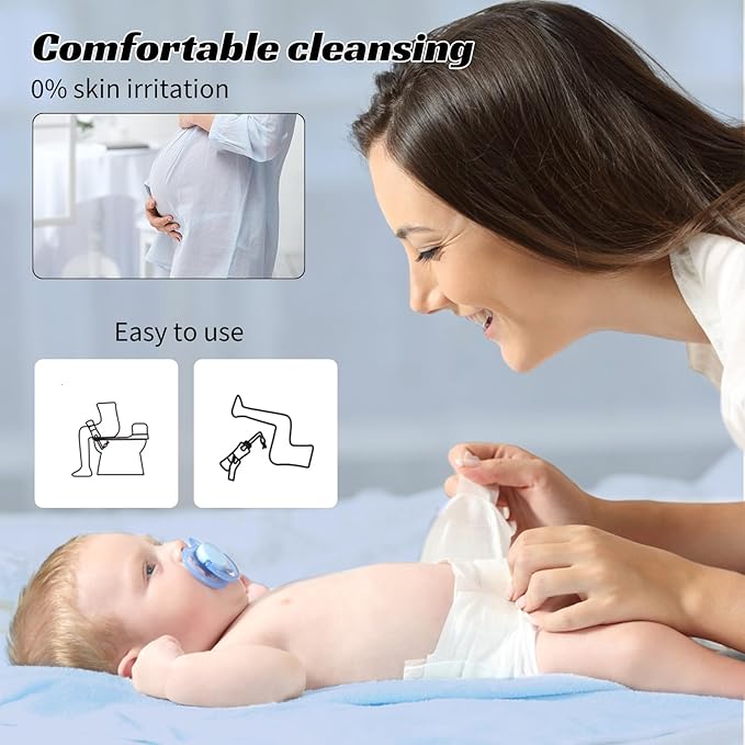 Portable Bidet for Travel, Rechargeable Travel Bidet Sprayer Fits Various Sizes of Water Bottles, Waterproof High Pressure Handheld Bidet for Women Men Personal Hygiene, White