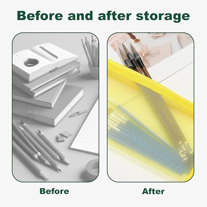 Happyupcity 2PCS Creen Mesh Nylon Storage Bag with Zipper Small Makeup Bag Toothbrush Toothpaste Cosmetic Tools Holder Portable Reusable Pocket for Travel Vacation Business Trip ColorRandom