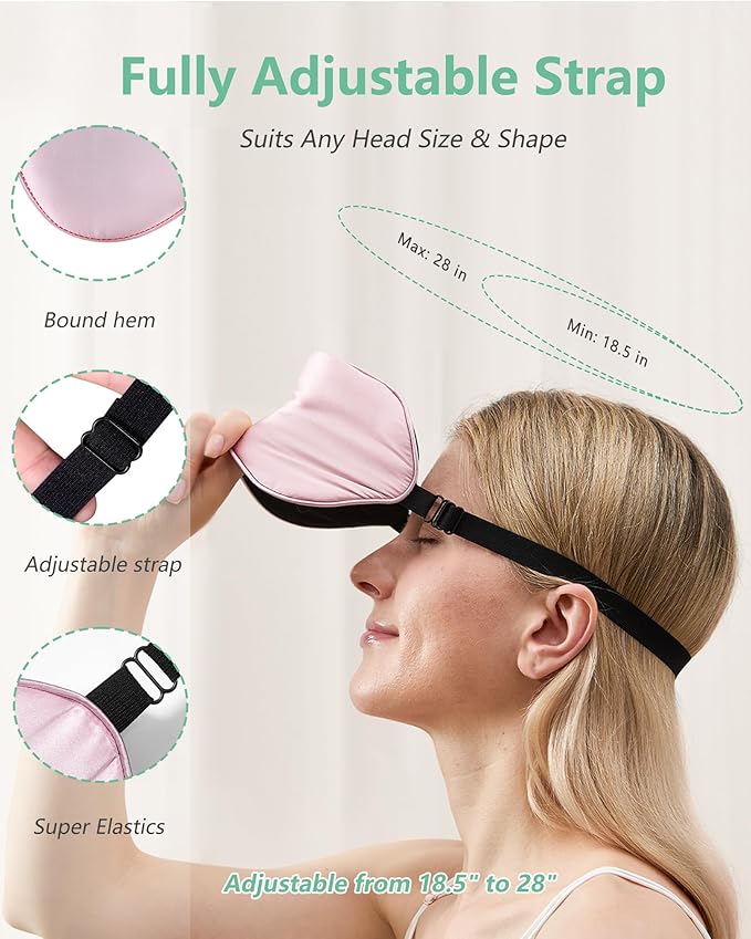 BeeVines Sleep Mask, 4 Packs 100% Real Natural Pure Silk Eye Masks with Adjustable Strap for Sleeping, Mulberry Silk Eye Sleep Shade Cover, Block Light Reduces Puffy Eyes Traveling Gifts