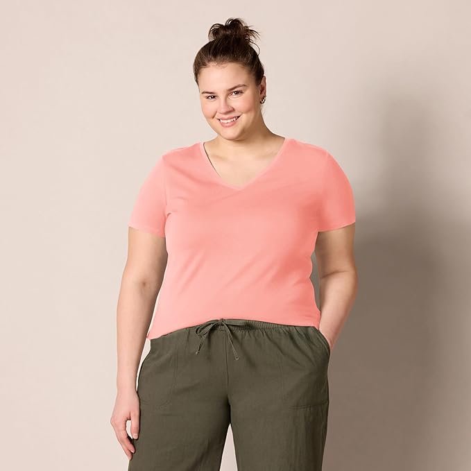Amazon Essentials Women's Regular-Fit Short-Sleeve T-Shirt (Crewneck and V-Neck Options), Multipacks