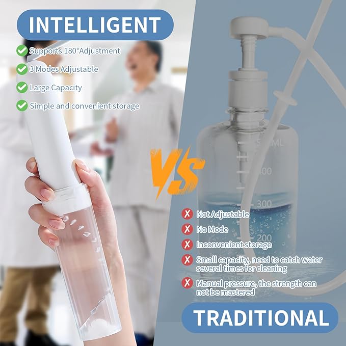 Portable Bidet, Efficient Handheld Travel Bidet, IPX6 Waterproof 3 Modes Switching Removable Nozzle 180°Adjustable Angle 320ML Kettle, Rechargeable Smart Men Women Personal Hygiene Cleaner