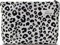 HAPPYHEIDI Leopard Print Makeup Bag with Pocket Large Cosmetic Toiletry Travel Pouch, Creamy White Cheetah, Lined, Zipper Closure, 8.5 × 2 x 6.5 inches