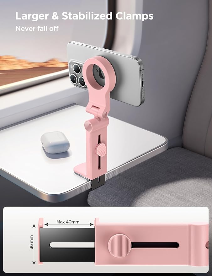 JOYROOM for Magsafe Airplane Phone Holder Travel Essentials, [Flexible Rotation] Hands-Free Plane Phone Hount, Airplane Travel Essentials for iPhone 15 Pro Max 14 13 12 Series