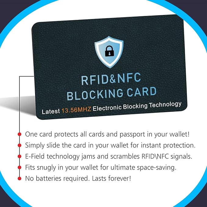 RFID Blocking Card, Credit Card Protector, Protects entire wallet, RFID/NFC Contactless Bank Card Protector, ID ATM Guard Card Blocker, with usb data blocker, 5-Pack