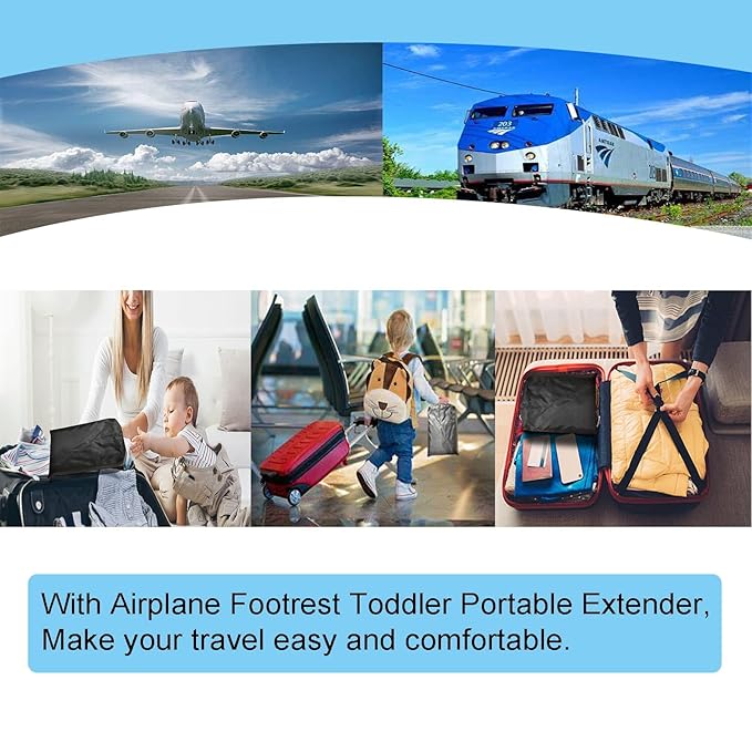 Toddler Airplane Bed, Airplane seat Extender for Kids,Kids Airplane Seat Extender Travel Bed,Airplane Must Have for Toddlers,Portable Baby Diaper Changing Pad, Kids Plane Footrest (Blue)