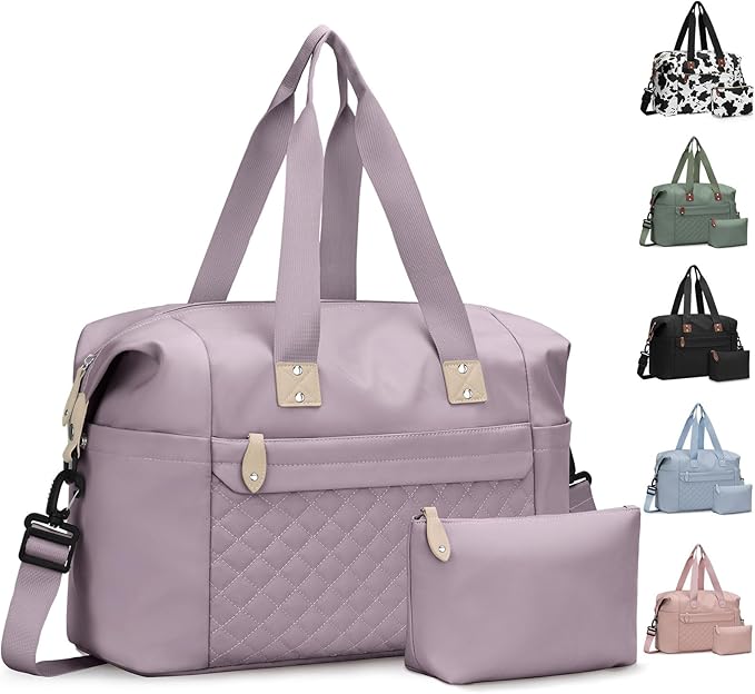 Pritent Travel Duffle Bag, Waterproof Weekender Overnight Hospital Bags for Women Men with Toiletry Bag Lightweight Carry on Personal Item Duffle Gym Bag for Travel, Airplanes, Sports