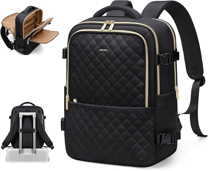 MDODO Travel Backpack for Women Men - Large Carry On Luggage Laptop Backpack Lightweight Daypack Waterproof Causal Bookbag Computer Backpack for College,Travel,Work,Fits 15.6Inch, 36L, Black