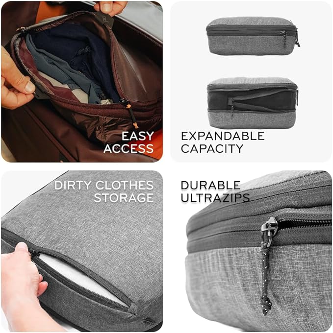 Peak Design Packing Cube, Ocean, Weatherproof Luggage Cube with Dual Compartment Organization, Expansion and Compression, Zipper Opening, Travel Organizer for Men and Women, Size M