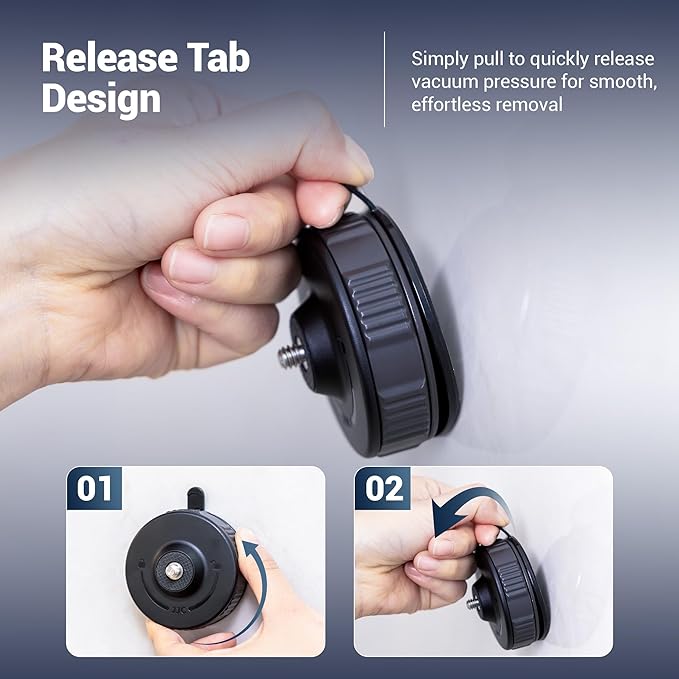 JJC Portable Camera Suction Cup Mount with 1/4" Male Screw, Twist-Lock Vacuum Suction Mount Compatible with DJI Pocket 4/3, Action 6, Gopro Hero 13/12, Insta360 X5 & Phones for Video Recording Filming
