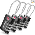 4 Pack TSA Approved Luggage Locks, Combination Travel Cable Lock, 3-Digit Waterproof Padlock, Zinc Alloy Outdoor Keyless Resettable Lock for Travel, Lockers, Bags, Backpack, Gym, Gate-by BRILLIRARE