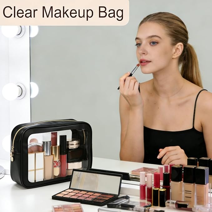 3PCS Diaper Bag Organizer Pouch Set，Clear Organizer Bags,TSA Approved Toiletry Bag,Clear Waterproof Cosmetic Bags with Zipper,Purse Organizer Pouches,Travel Organizer Bags for Woman and Kids