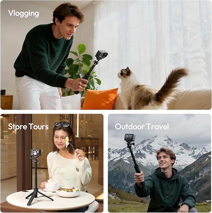 23.62" Action Camera Selfie Stick Tripod Stand w Neck Lanyard, ULANZI MT92 Portable Adjustable Vlog Handle Grip for GoPro 13/12/11/10/9/8/7/6, Xtra Edge, DJI Osmo Action 6/5 Pro/4/3, Insta360
